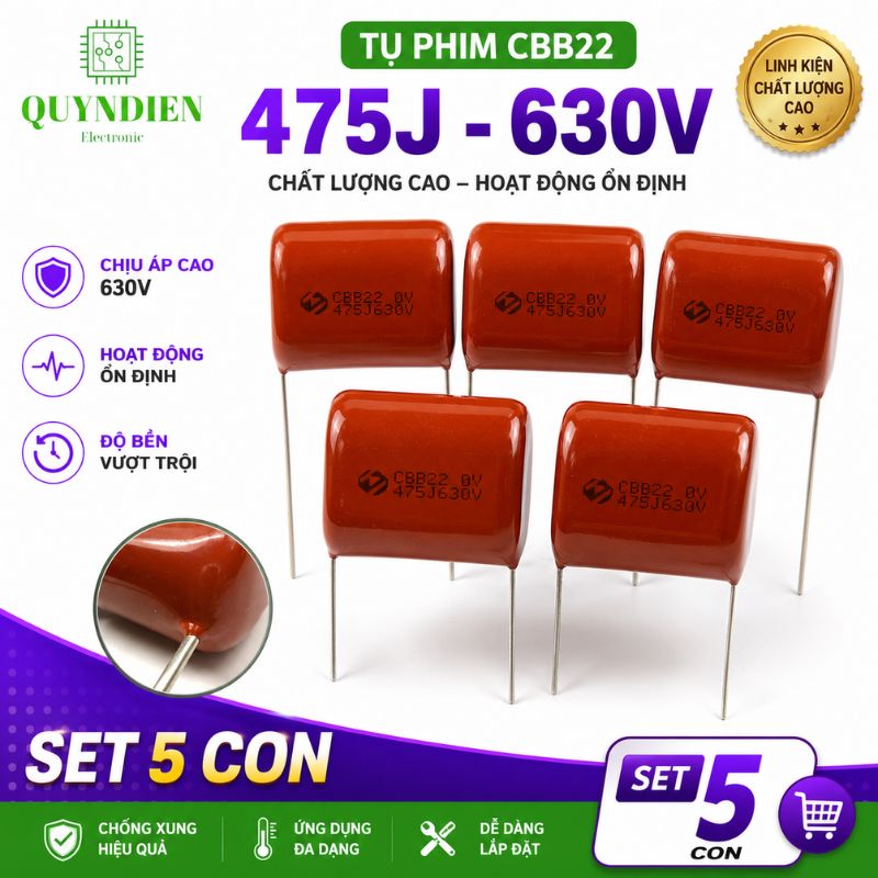 Tụ Kẹo Nâu Đỏ CBB22 475J 630V