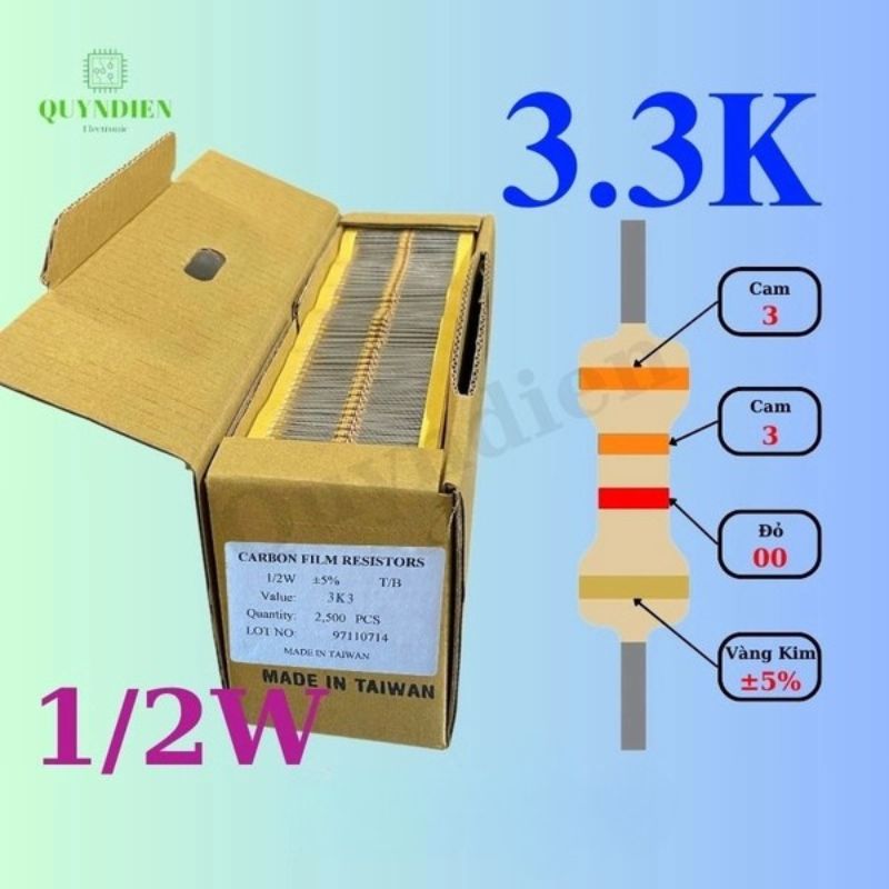 Điện trở Đài Loan 1/2W - 3K3