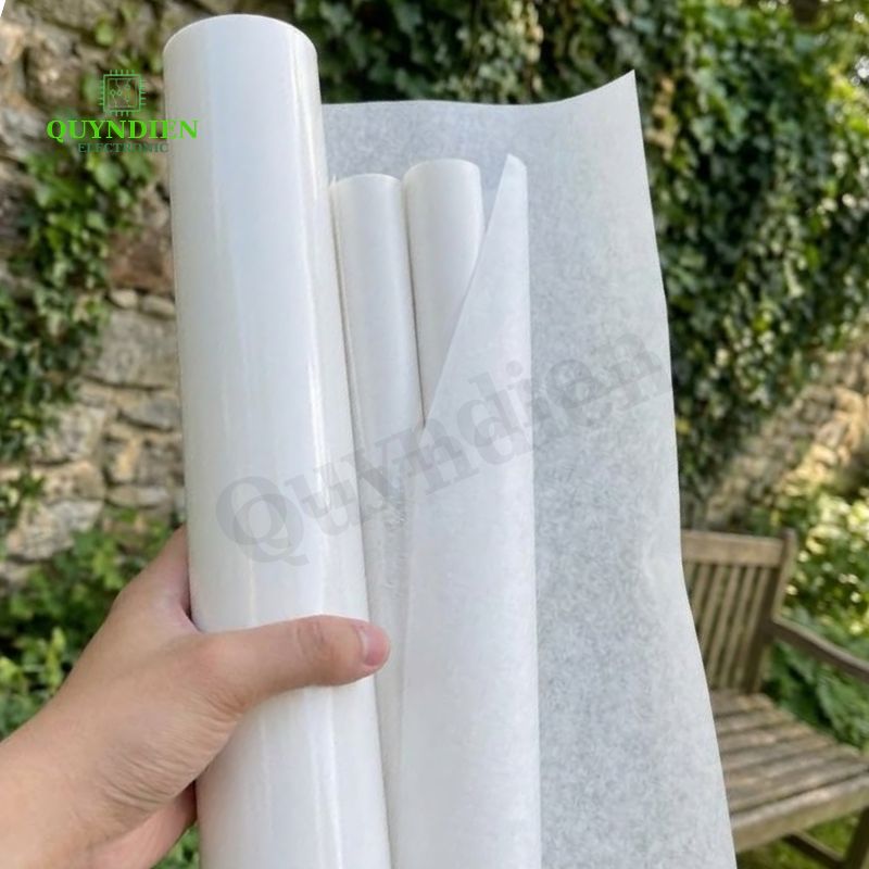Giấy Phim Cách Điện Trắng 1 Mặt Bóng 1 Mặt Xù Dày 0.2mm