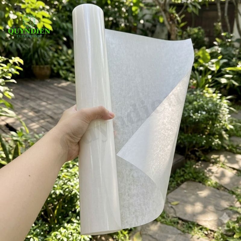 Giấy Phim Cách Điện Trắng 1 Mặt Bóng 1 Mặt Xù Dày 0.3mm
