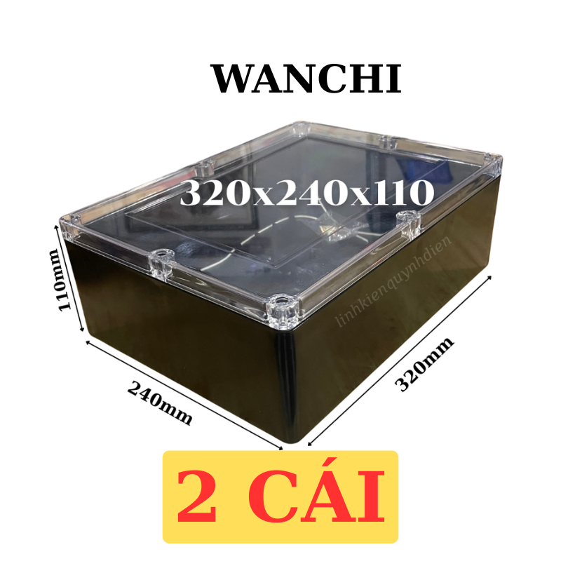 Hộp Nhựa ABS WANCHI 320x240x110mm Màu Đen Nắp Trong