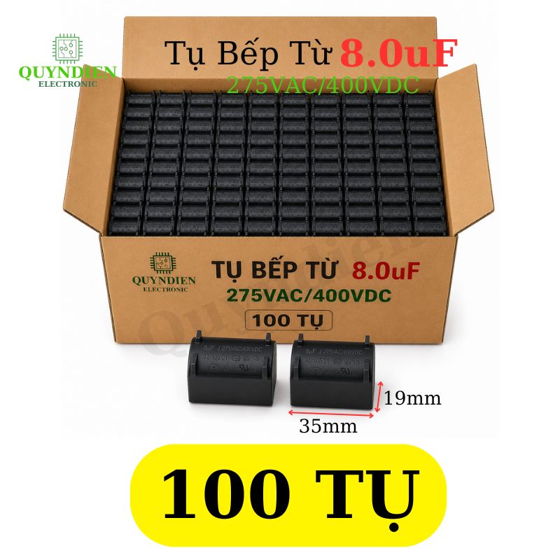 Tụ Bếp Từ 8uF 275VAC/400VDC Màu Đen Loại Đứng