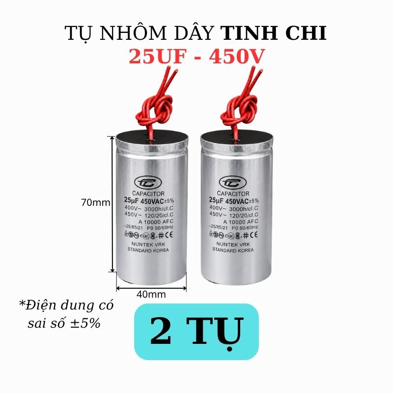 Tụ Nhôm Dây 25uF - 450V