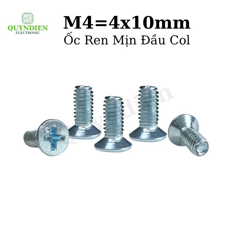 Ốc Ren Mịn M4=4x10mm Đầu Col Bắt Bo Mạch, Vỏ Nhôm MOSFET, IC... Linh Kiện Quỳnh Diễn