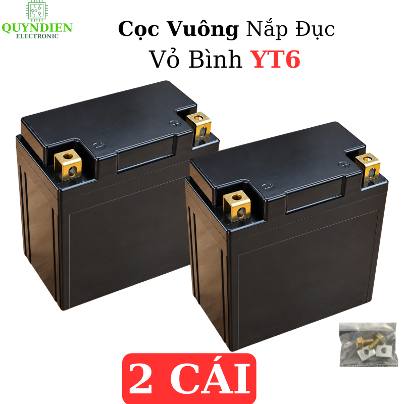 Vỏ Bình Xe Máy YT6 Cọc Vuông Nắp Đục
