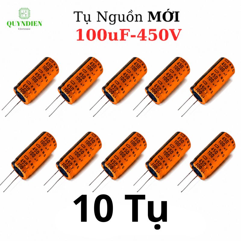 Tụ Hóa Lọc Nguồn 100uF 450V DC 105°C 18x40mm Chân Cắm Mới 100% - Linh Kiện Quỳnh Diễn