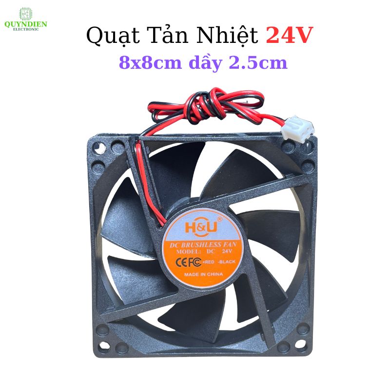 Quạt Tản Nhiệt 24V 8x8cm dày 2.5cm