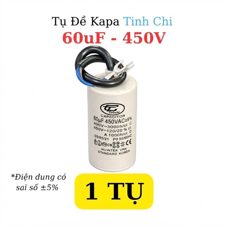 Tụ Đề Máy Bơm Nước 60uF 450VAC Tinh Chi