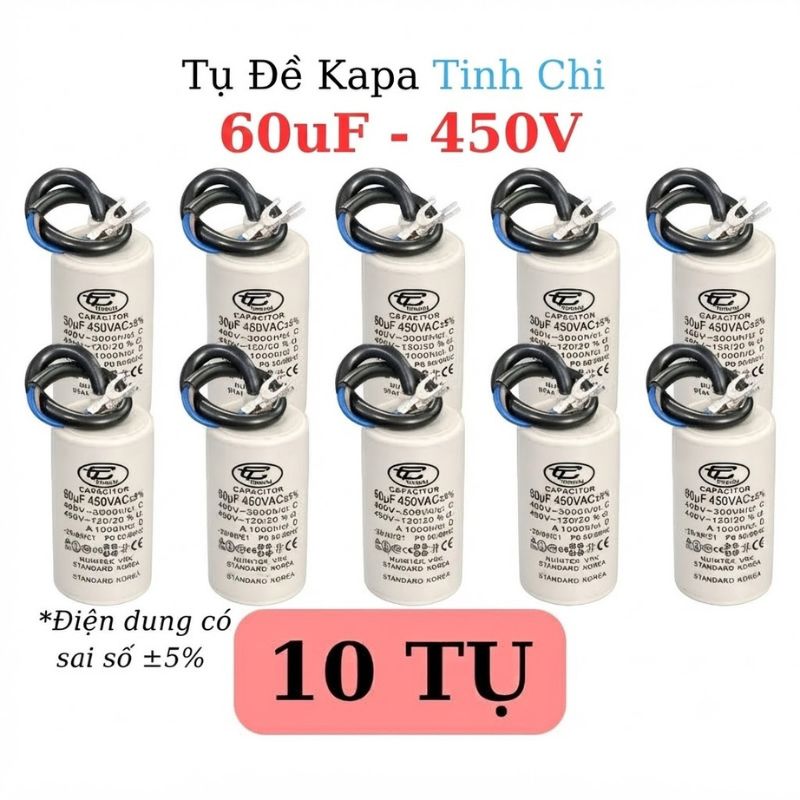 Tụ Đề Máy Bơm Nước 60uF 450VAC Tinh Chi