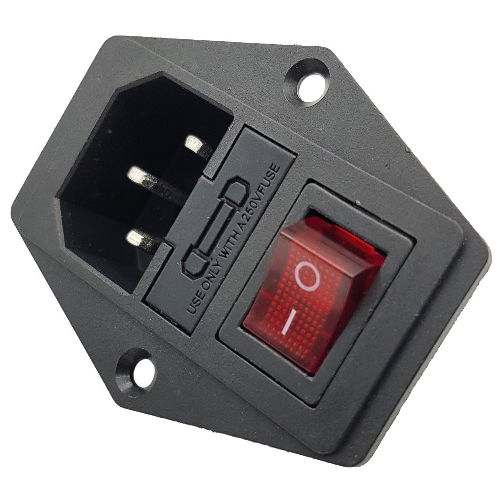 Ổ cắm nguồn AC-01A 250V-10A tích hợp công tắc có tặng kèm 1 cầu chì