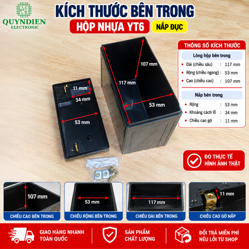 Vỏ Bình Xe Máy YT6 Cọc Vuông Nắp Đục
