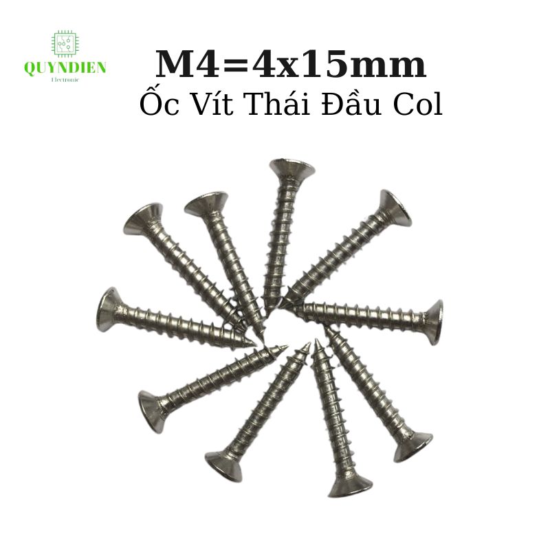 Ốc vít Thái M4x15mm ren xoắn đầu Col dài 15mm - 1.000 Con
