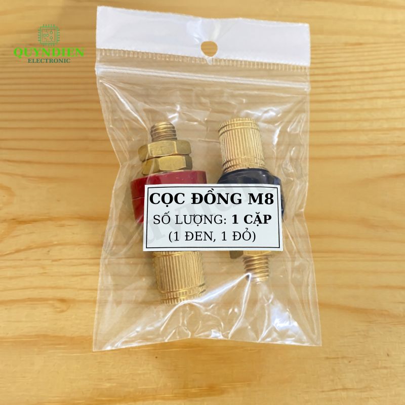 Cọc Đồng M8 Nắp Đồng Đỏ Đen