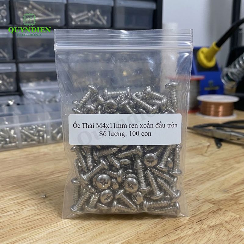 Ốc Vít Thái Ren Xoắn Đầu Tròn M4x11mm
