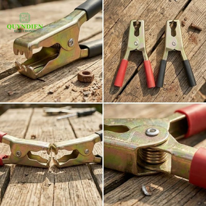 Kẹp Bình Ắc Quy 100A Thép Không Gỉ Đỏ Đen