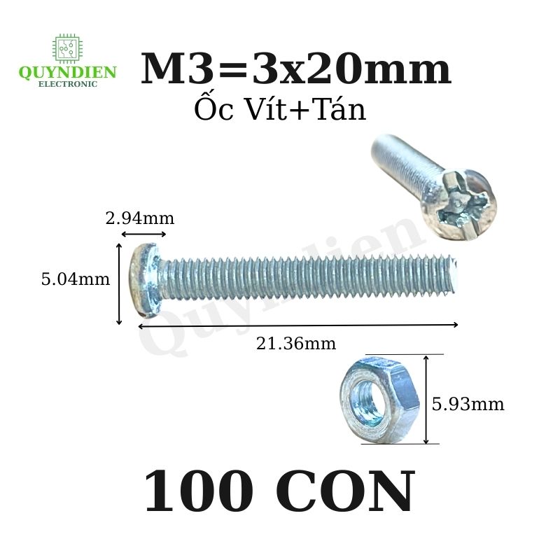 Ốc vít tán M3 3ly dài 2cm (túi 110g ) khoảng 90 - 100 con