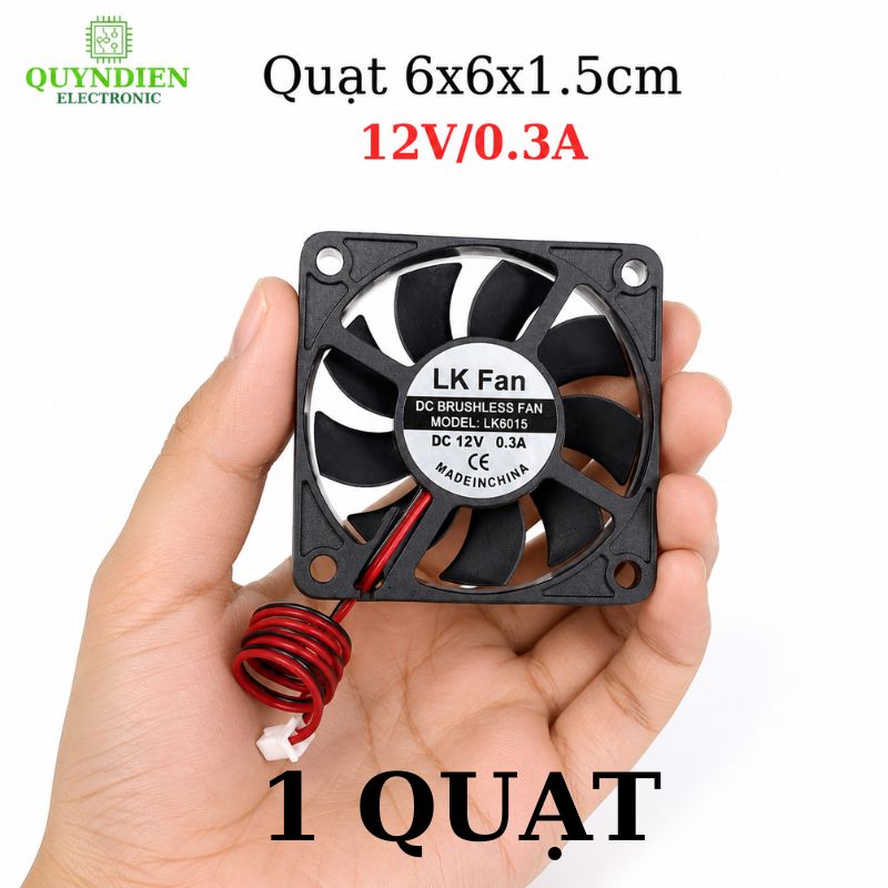 Quạt Tản Nhiệt 6x6x1.5cm 12V/0.3A dùng tản nhiệt cho máy hàn, CNC