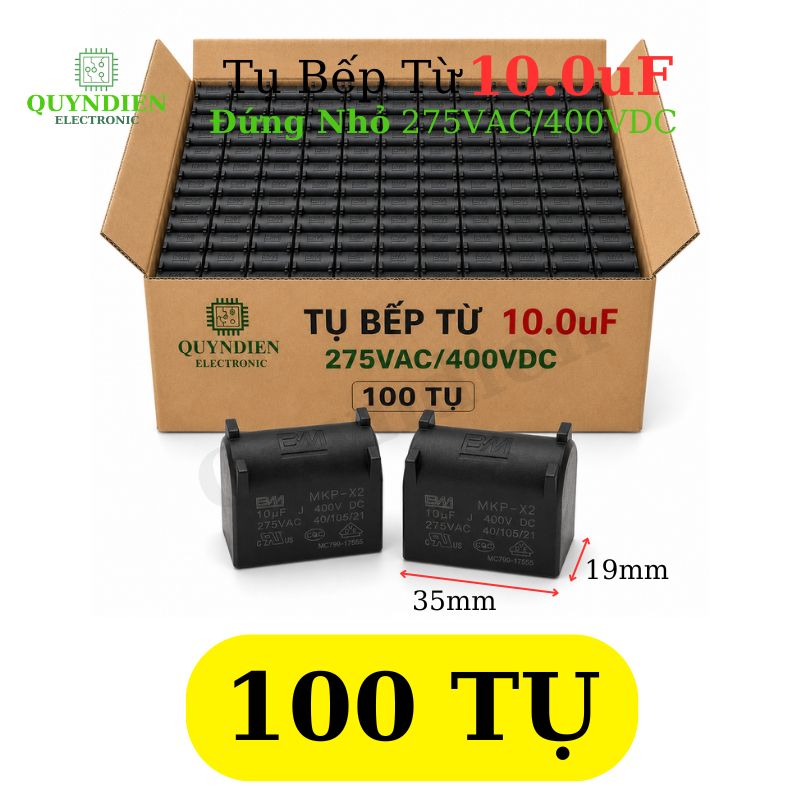 Tụ Bếp Từ 10uF 275VAC/400VDC Màu Đen Loại Đứng Xát Nhỏ
