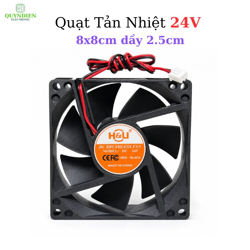 Quạt Tản Nhiệt 24V 8x8cm dày 2.5cm