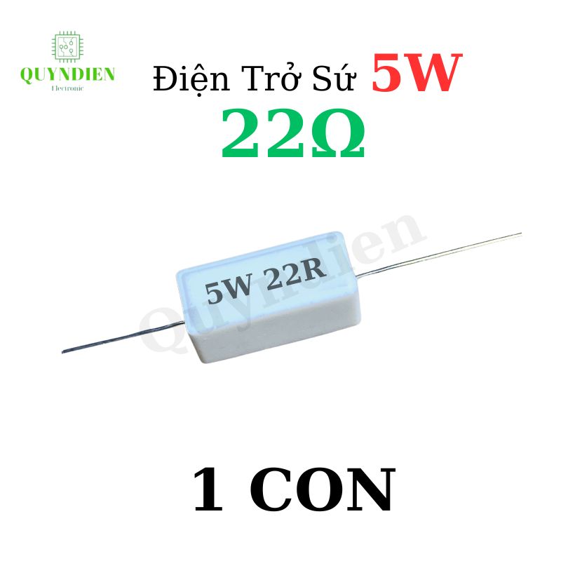 Điện trở sứ 5W chân cắm ±5% dáng Nằm - 22R