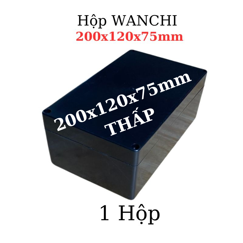 Hộp Nhựa ABS WANCHI 200x120x75mm Màu Đen Nắp Đục