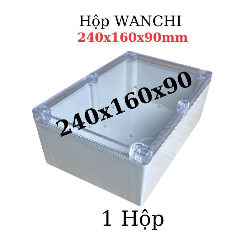 Hộp Nhựa ABS WANCHI 240x160x90mm Màu Trắng Nắp Trong