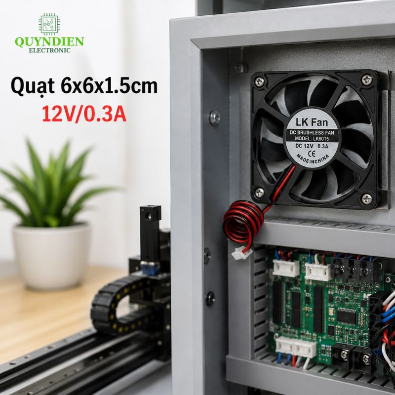 Quạt Tản Nhiệt 6x6x1.5cm 12V/0.3A dùng tản nhiệt cho máy hàn, CNC