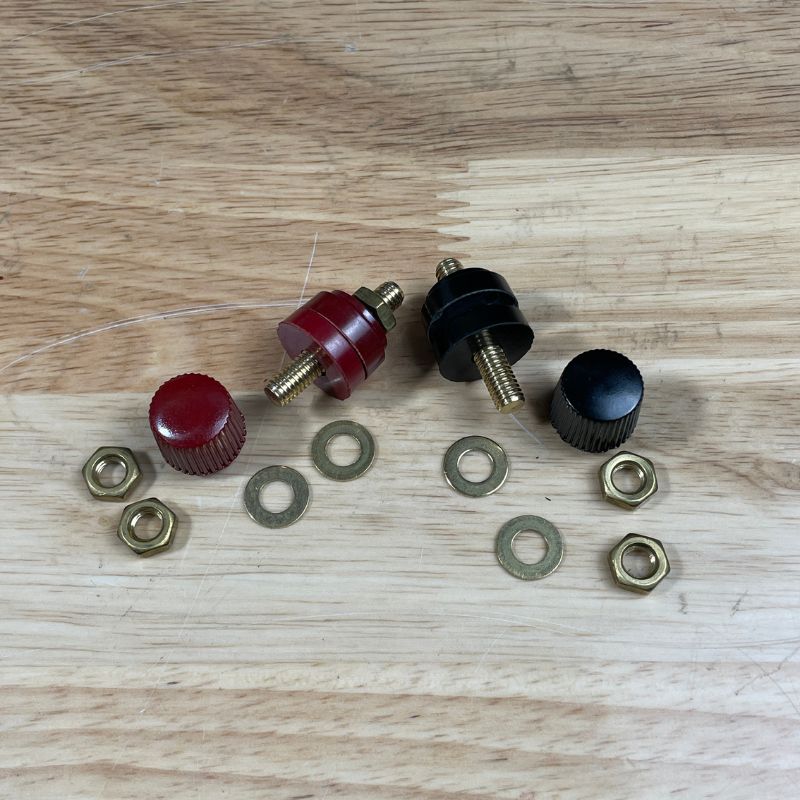 Cặp Jack loa JS333 M6 Cọc Đồng NẮP NHỰA Đỏ Đen trục 6mm