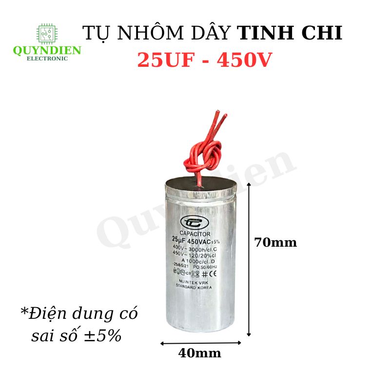 Tụ Nhôm Dây 25uF - 450V