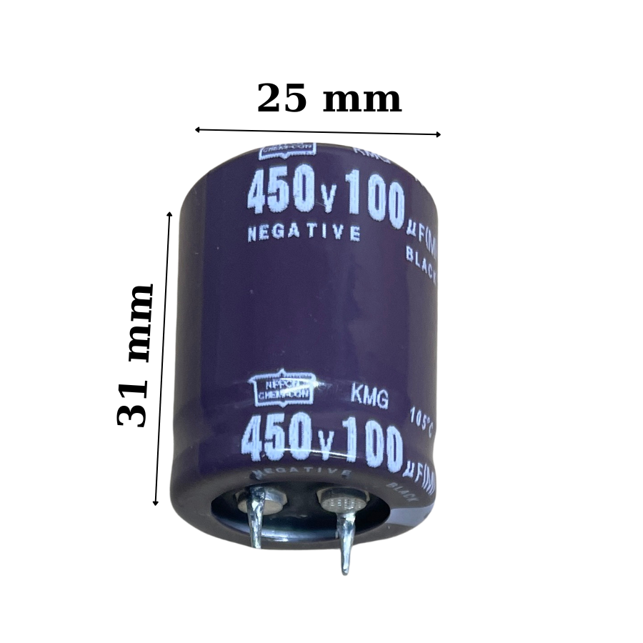 Tụ lọc nguồn 100uF 450V DC hàng tháo máy chân cứng