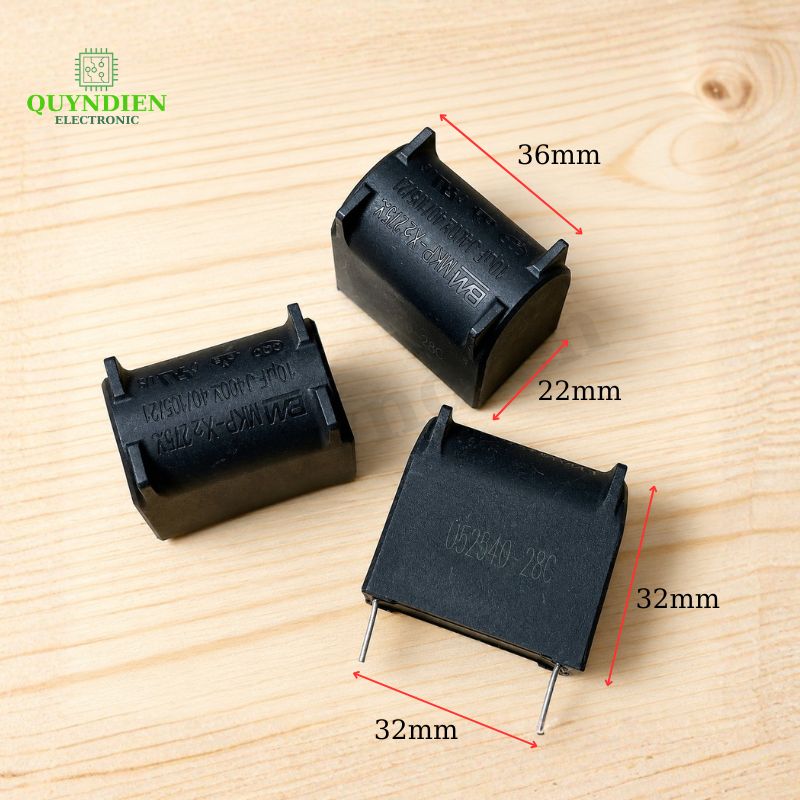 Tụ Bếp Từ 10uF 275VAC/400VDC Màu Xanh Loại Đứng Xát Lớn