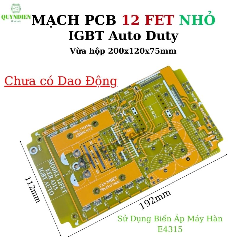 PCB 12 fet cách li băm IGBT Dùng biến áp máy hàn E4315 bo mạch sợi thủy tinh FR4 (Chư có bo Dao động)