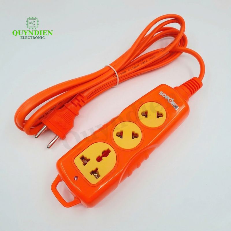 Ổ Cắm Siêu Tải 3 Lỗ Chéo 3000W (Dây Dài 10 Mét)
