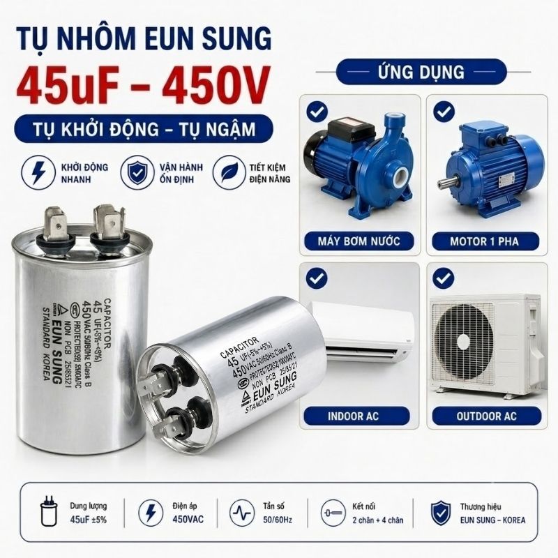 Tụ Nhôm Kapa EUN SUNG 45uF 450V