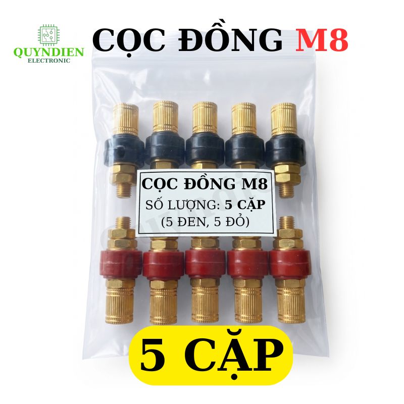 Cọc Đồng M8 NẮP ĐỒNG Đỏ Đen 200A