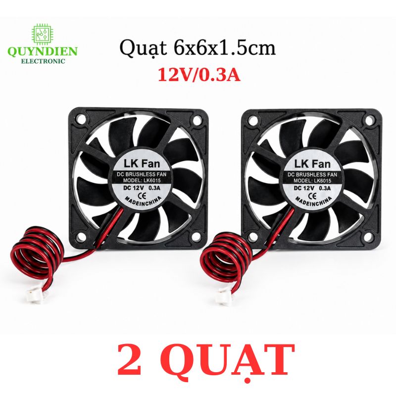 Quạt Tản Nhiệt 6x6x1.5cm 12V/0.3A dùng tản nhiệt cho máy hàn, CNC