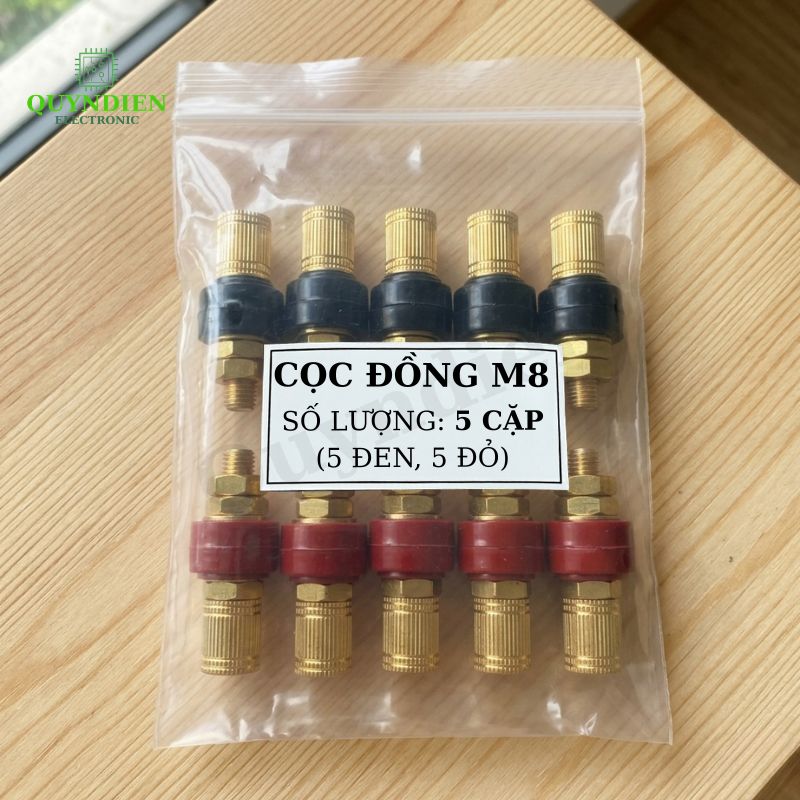 Cọc Đồng M8 NẮP ĐỒNG Đỏ Đen 200A