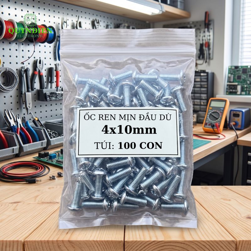 Ốc Vít Đầu Dù Ren Mịn M4=4x10mm Màu Trắng