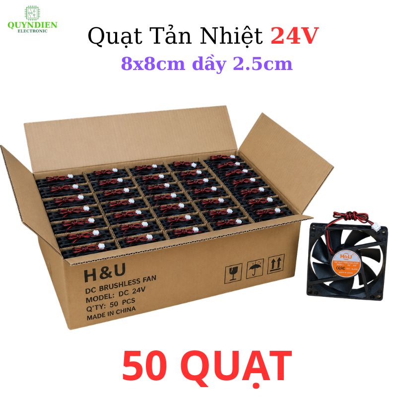 Quạt Tản Nhiệt 24V 8x8cm dày 2.5cm