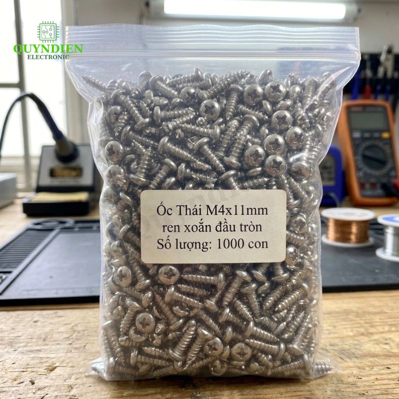 Ốc Vít Thái Ren Xoắn Đầu Tròn M4x11mm