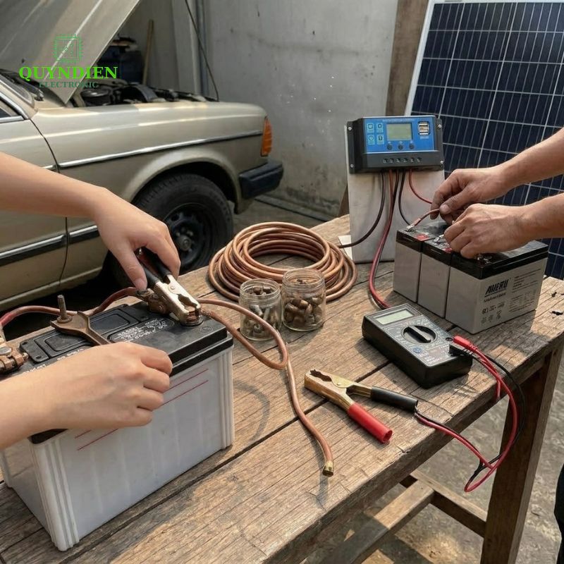 Kẹp Bình Ắc Quy 100A Thép Không Gỉ Đỏ Đen