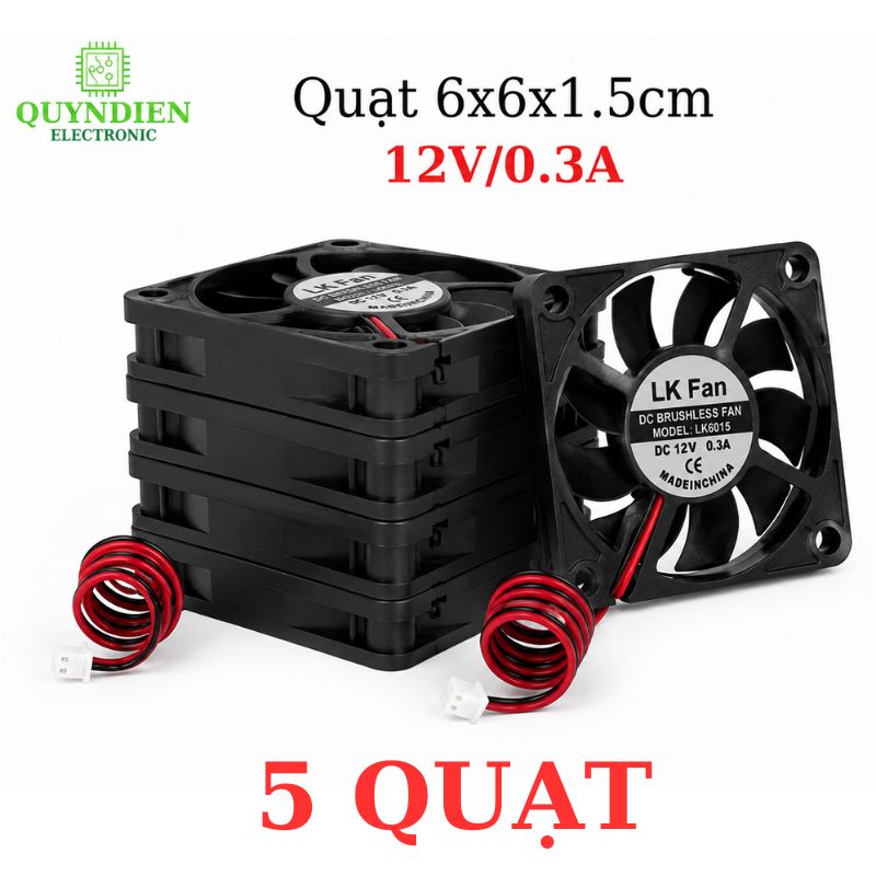 Quạt Tản Nhiệt 6x6x1.5cm 12V/0.3A dùng tản nhiệt cho máy hàn, CNC