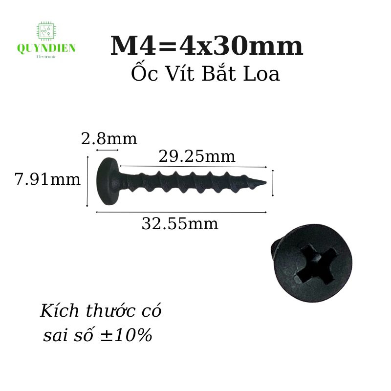 Ốc Vít Nhọn M4x30 Bắt Thùng Loa Ren Thưa Taiwan dài 30mm-Túi 1 kg
