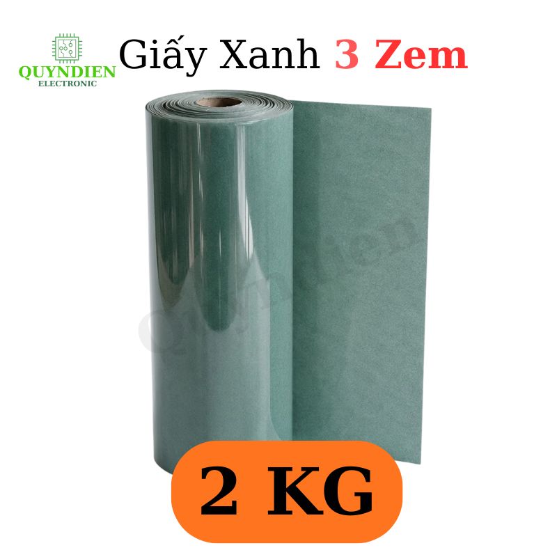 Giấy Cách Điện Xanh 1 Mặt Bóng 1 Mặt Xù Khổ 1 Mét Dày 0.3mm