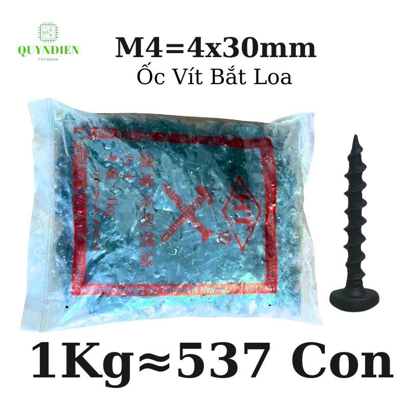Ốc Vít Nhọn M4x30 Bắt Thùng Loa Ren Thưa Taiwan dài 30mm-Túi 1 kg