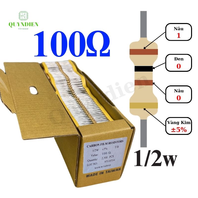 Điện trở Đài Loan 1/2W - 100Ω