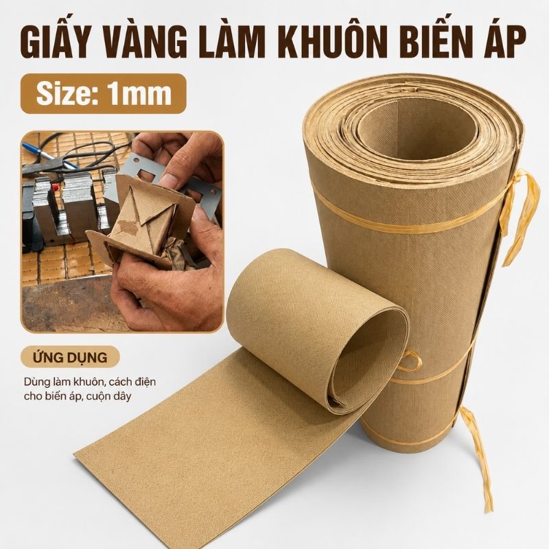Giấy Cách Điện Làm Khuôn Biến Áp Dày 1mm Màu Vàng