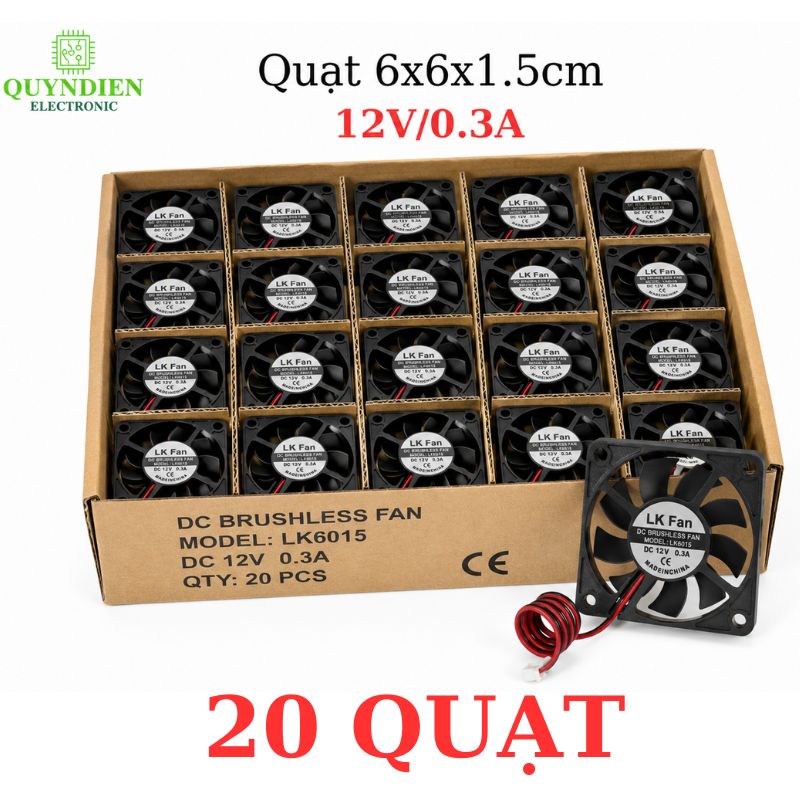 Quạt Tản Nhiệt 6x6x1.5cm 12V/0.3A dùng tản nhiệt cho máy hàn, CNC