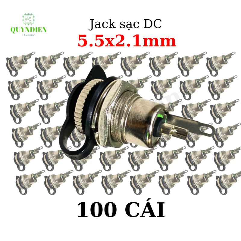 Jack, Giắc sạc DC 5.5x2.1mm kim loại có ron chống nước