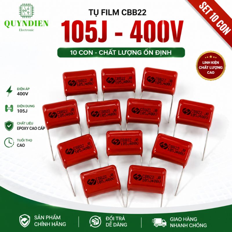 Tụ Kẹo Nâu Đỏ CBB22 105J 400V